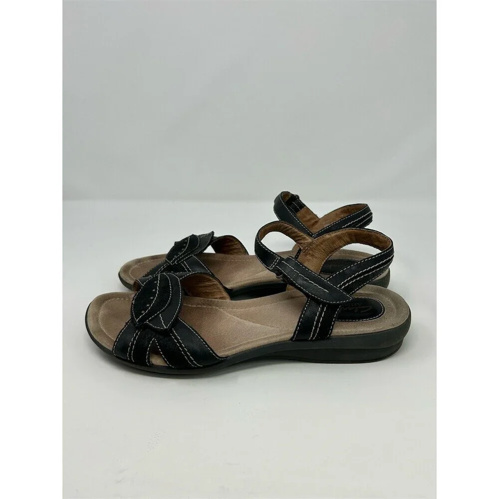 Clarks Artisan Black Leather Slingback Comfort Sandals Size 12 Summer Casual